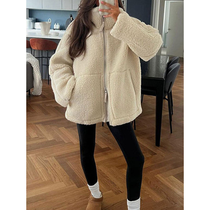 Damen Fleecejacke mit hochschließendem Kragen und Taschen Drune