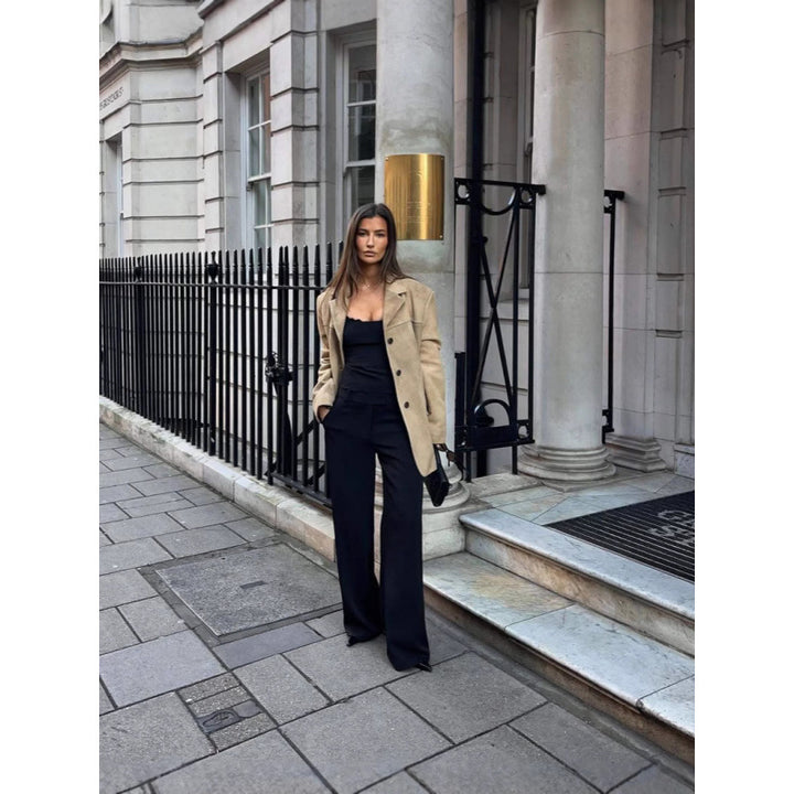 Damen Oversize-Blazerjacke mit lässigem Schnitt und tiefen Taschen Drune