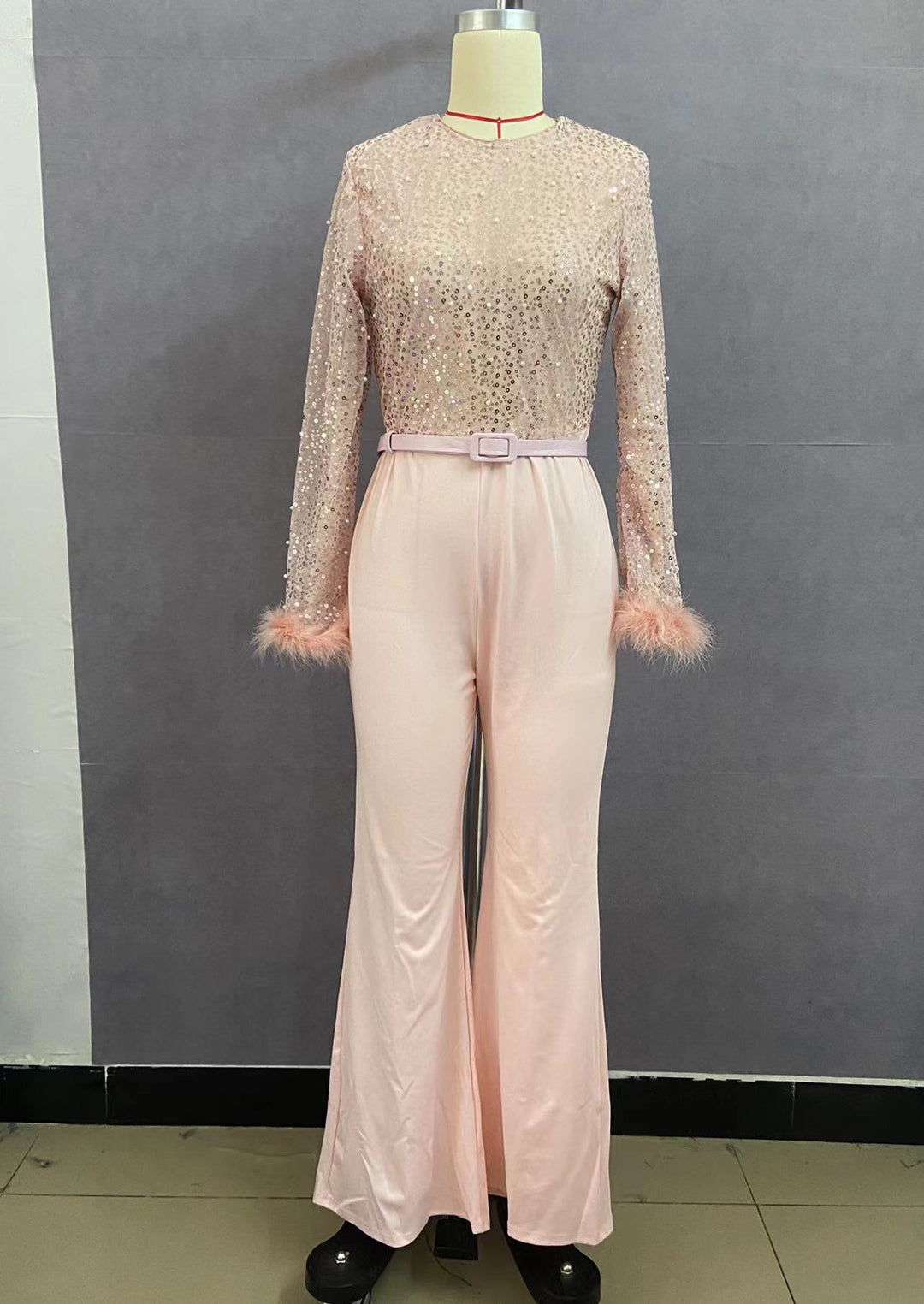Damen Glitzerndes Oberteil mit langen Ärmeln und eleganter Hose Drune