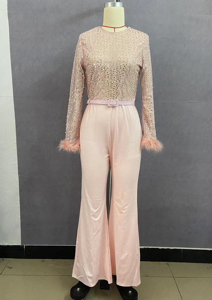 Damen Glitzerndes Oberteil mit langen Ärmeln und eleganter Hose Drune