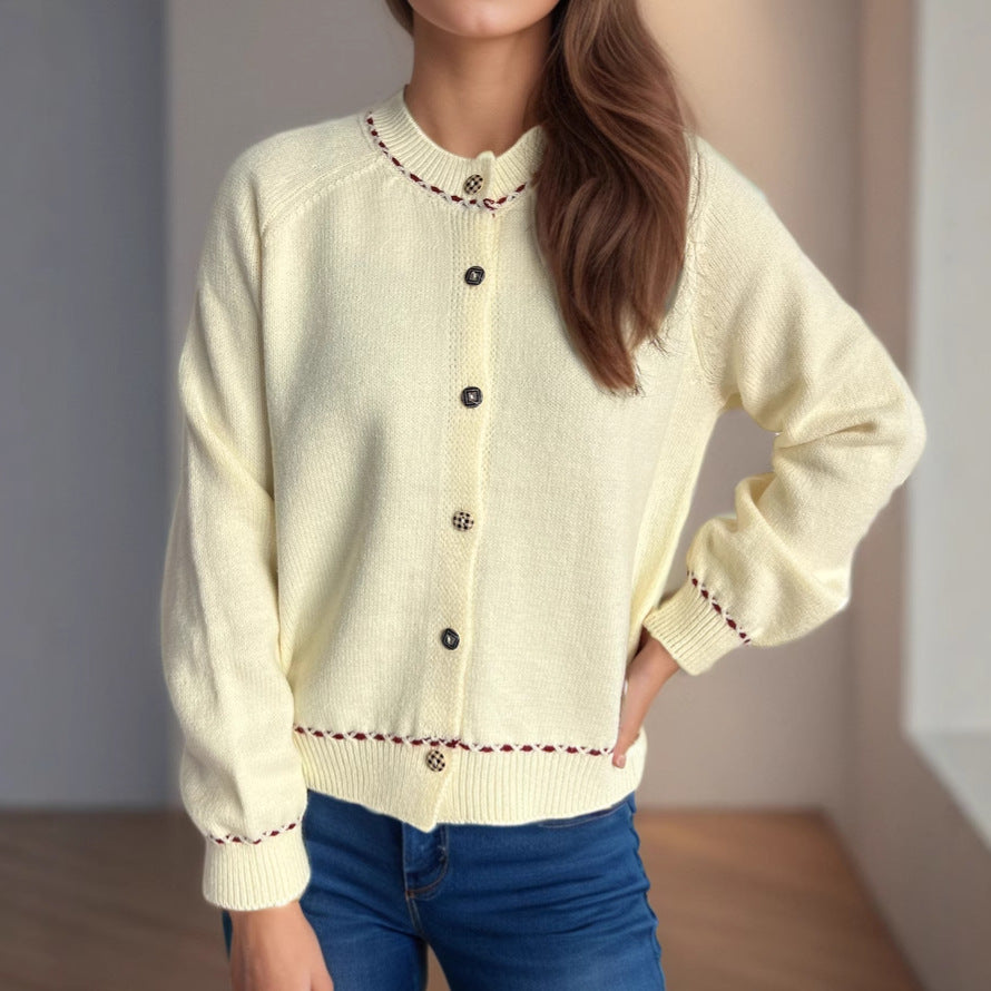 Damen Strickjacke mit dekorativen Knopfdetails und breiten Ärmeln Drune