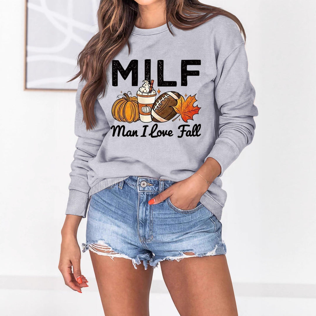 Damen Sweatshirt mit herbstlichem Essenzen-Motiv und inspirierendem Schriftzug Drune