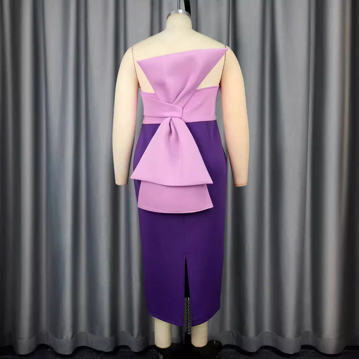 Damen figurbetontes Cocktailkleid mit schulterfreiem Design und Farbverlauf Drune