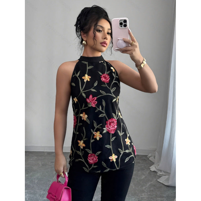 Damen elegante bestickte Bluse Drune