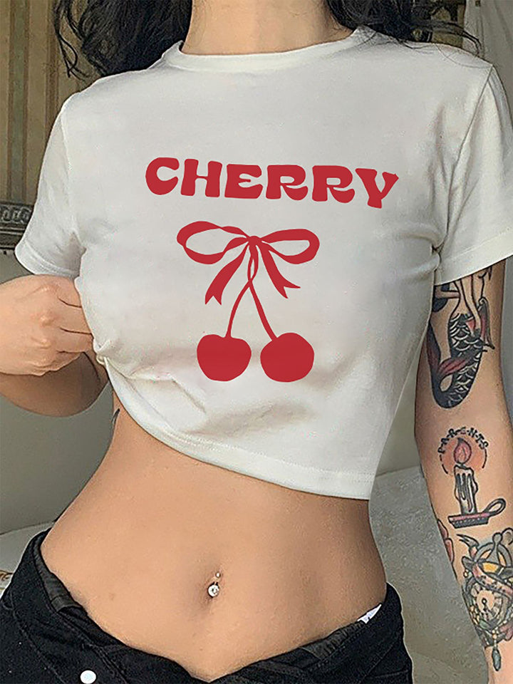 Damen Crop-T-Shirt mit inspirierendem Statementdruck Drune
