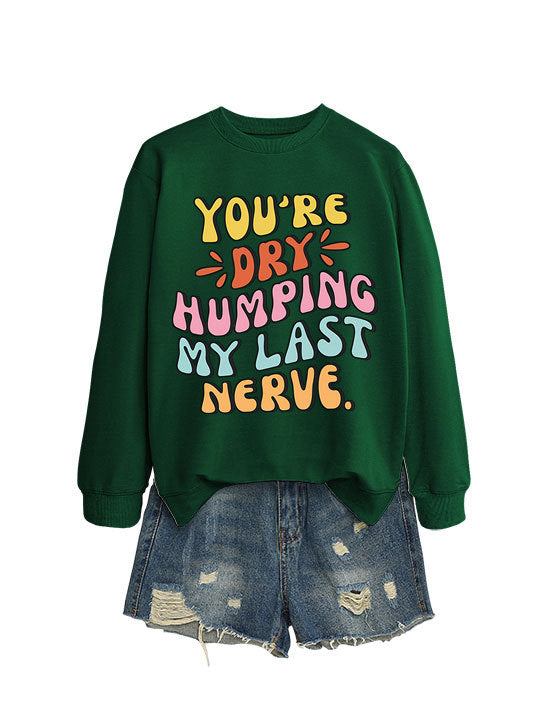 Damen Sweatshirt mit fröhlichem Comic-Slogan und lässigem Schnitt Drune