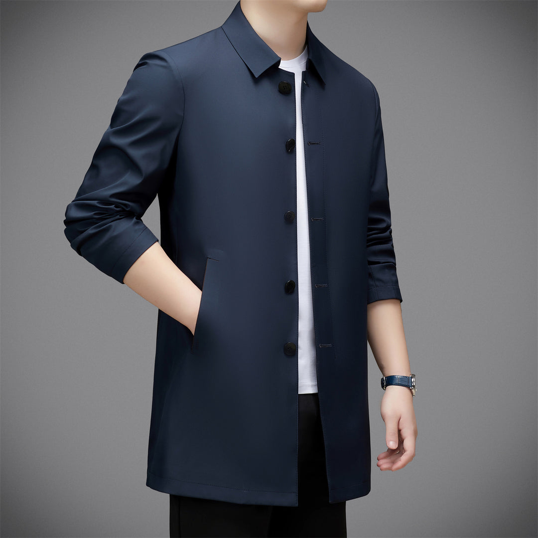 Herren modische leichtgewichtige Langjacke mit praktischem Knopfdesign Drune