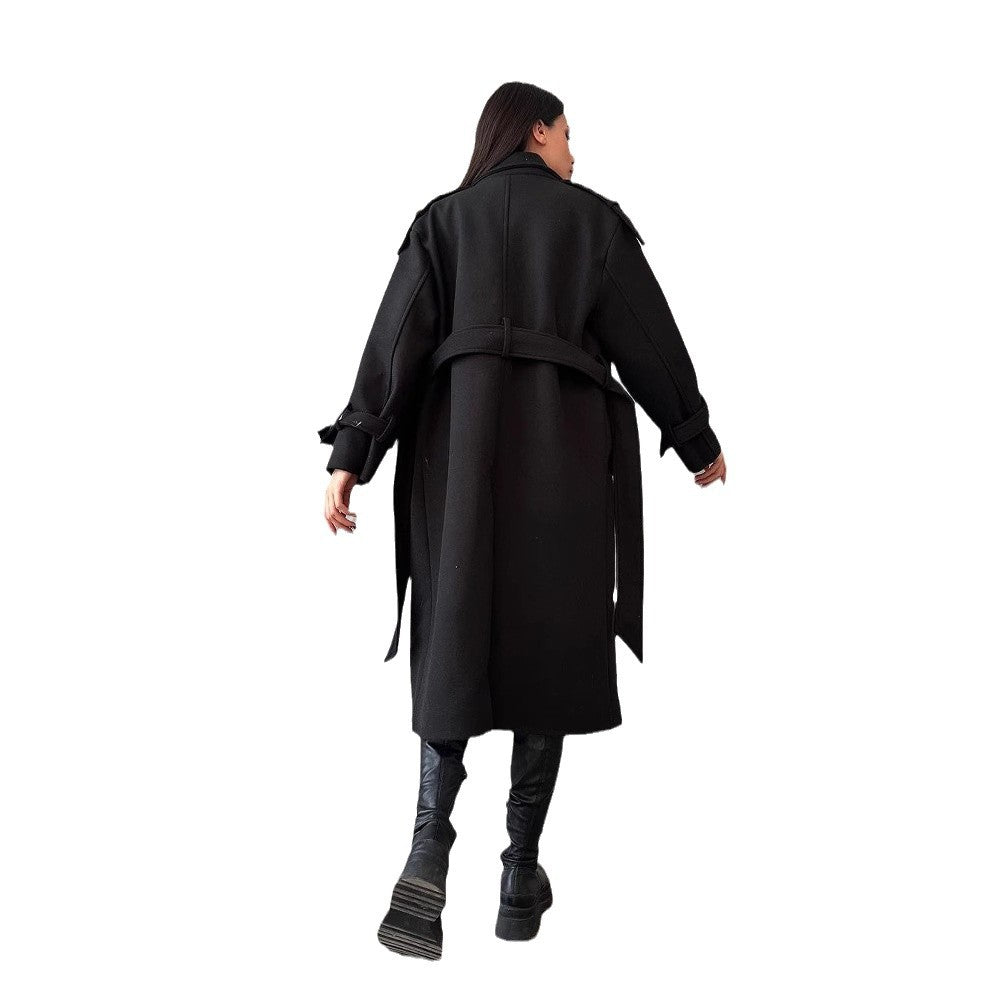 Damen Modischer Trenchcoat mit eleganten Details und doppelt geknöpfter Front Drune