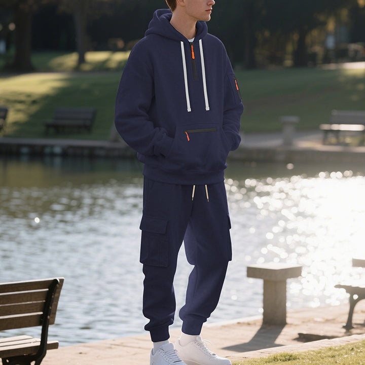 Herren sportliches Hoodie und Bundhose Set mit praktischen Taschen Drune