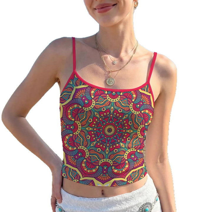 Damen Crop-Top mit lebhaftem grafischen Muster Drune