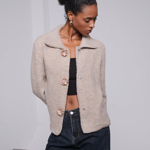 Damen Kochjacke mit dekorativen Knopfdetails Drune