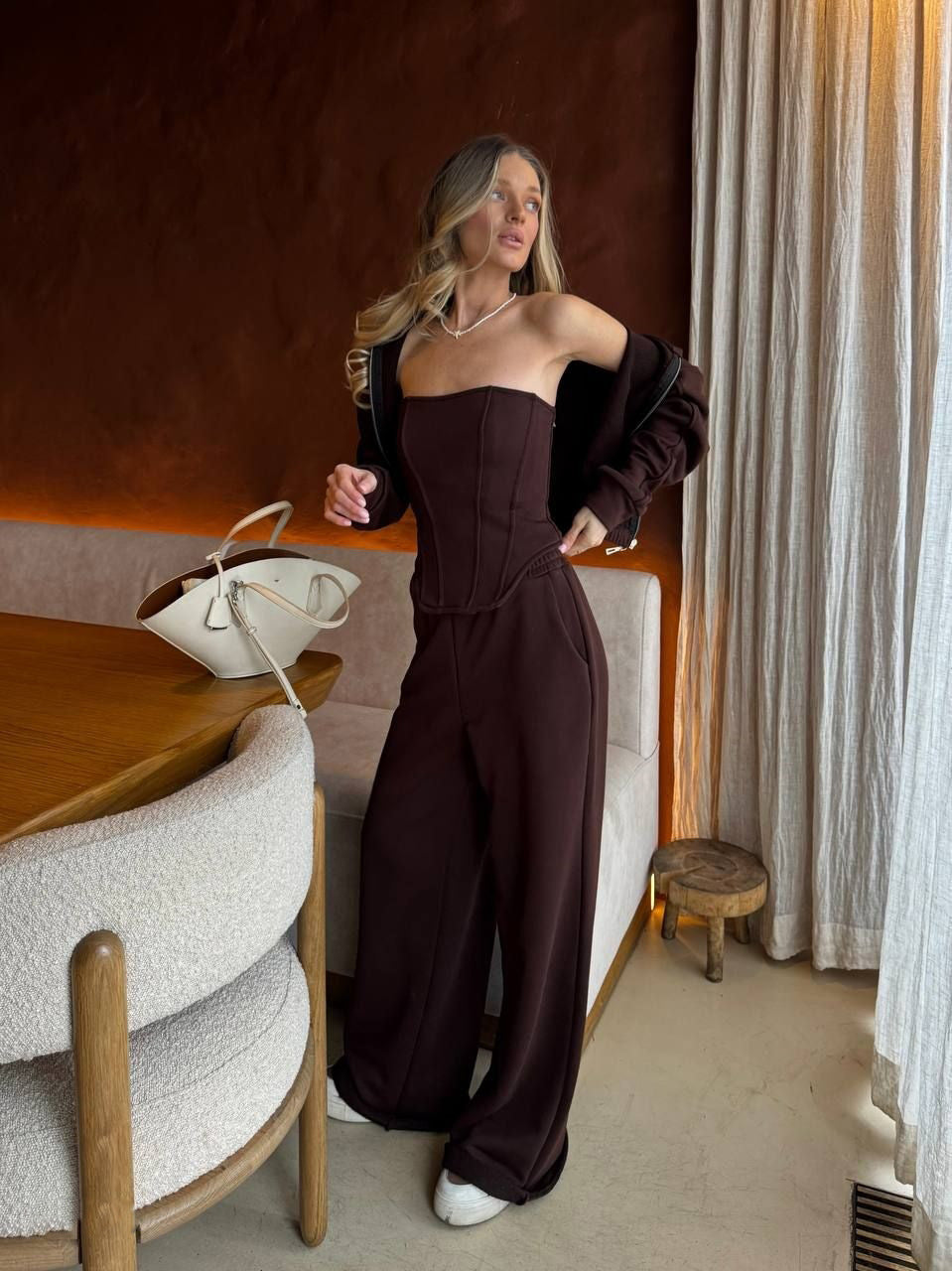 Damen modisches Loungewear-Set mit schicker corsage und lässigem Hoodie Drune