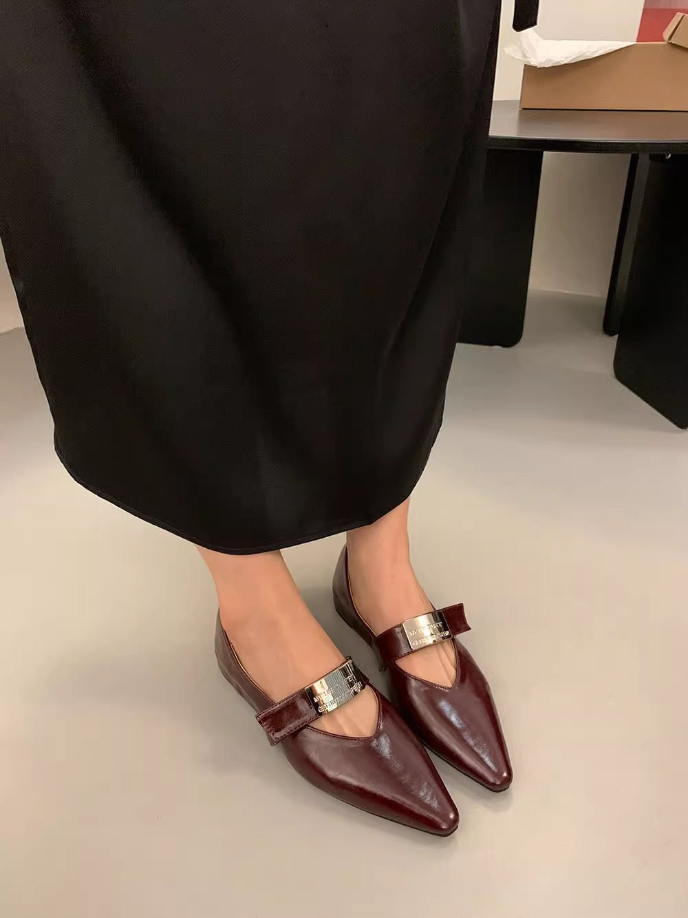 Damen elegante Ballerinas mit stilvollem verstellbarem Riemen Drune
