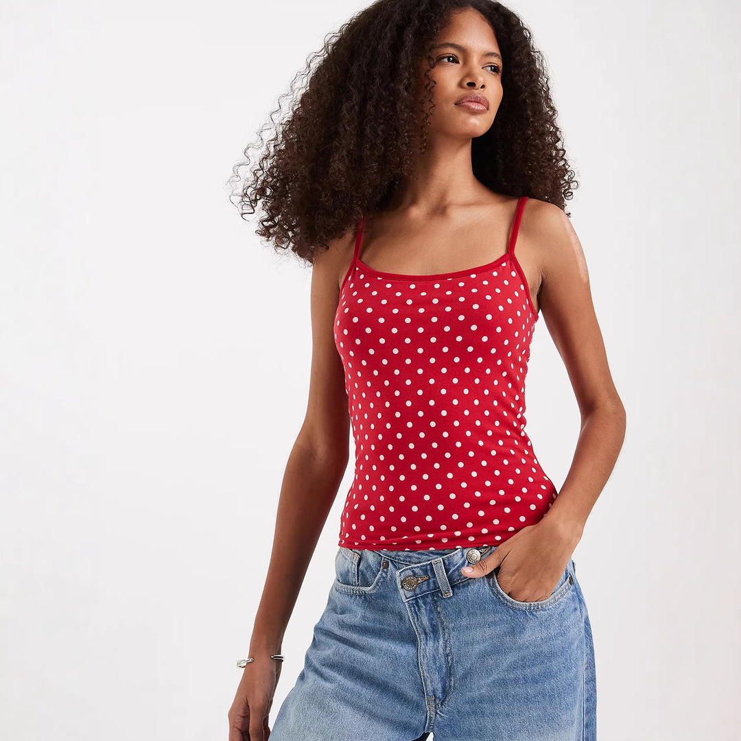 Damen Spaghettiträgertop mit Polka-Dots Drune