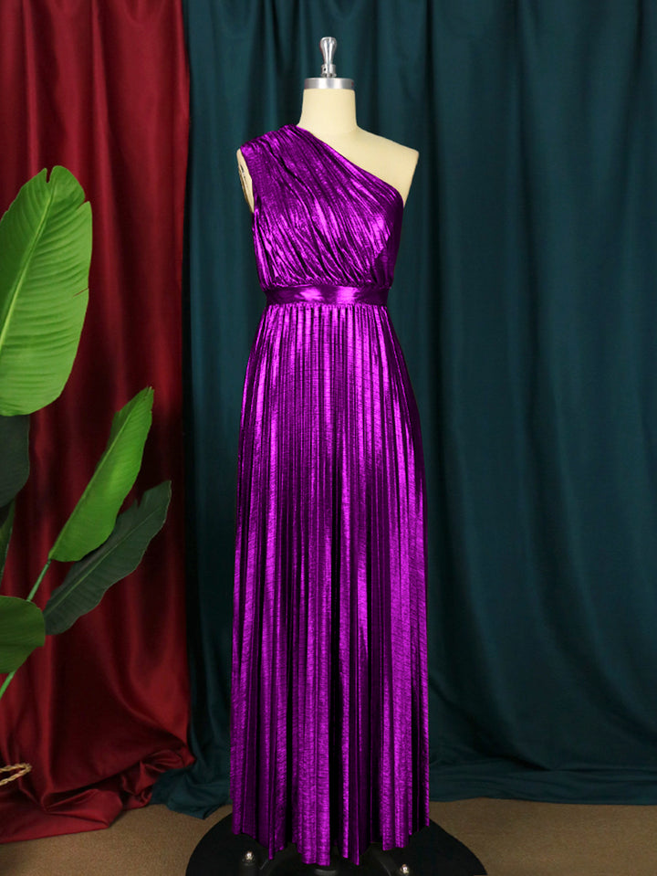 Damen plissiertes Abendkleid mit schimmerndem Oberteil Drune
