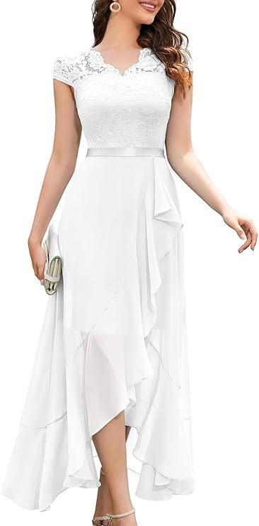 Damen High-Low Spitzen Abendkleid Drune