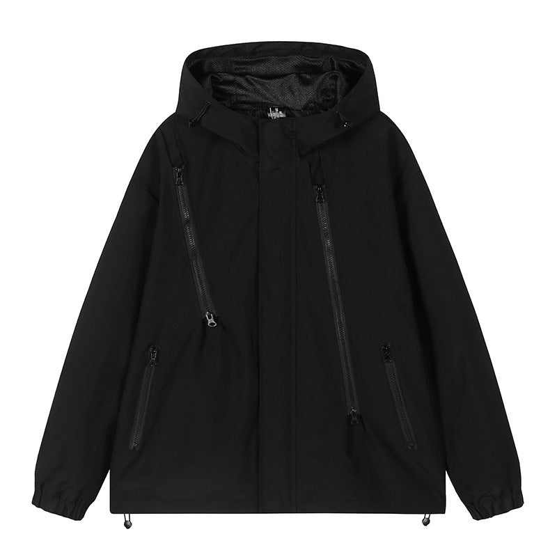 Herren nan technische Kapuzenjacke mit wasserabweisendem Softshell, schrägen Reißverschlusstaschen und verstellbarem Saum Drune