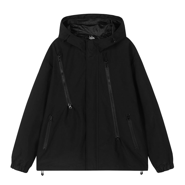 Herren nan technische Kapuzenjacke mit wasserabweisendem Softshell, schrägen Reißverschlusstaschen und verstellbarem Saum Drune