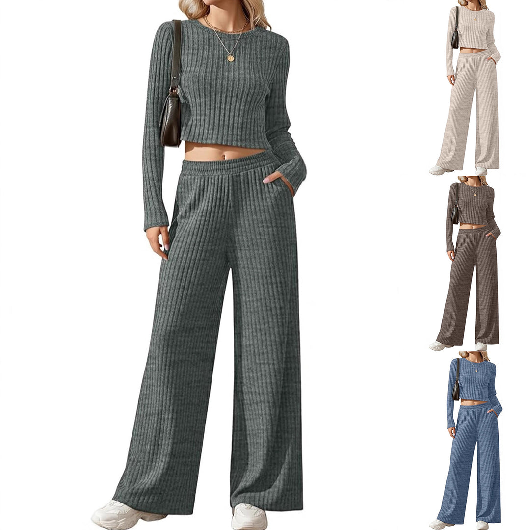 Damen elegantes und lässiges Strickensemble mit weitem Schnitt Drune