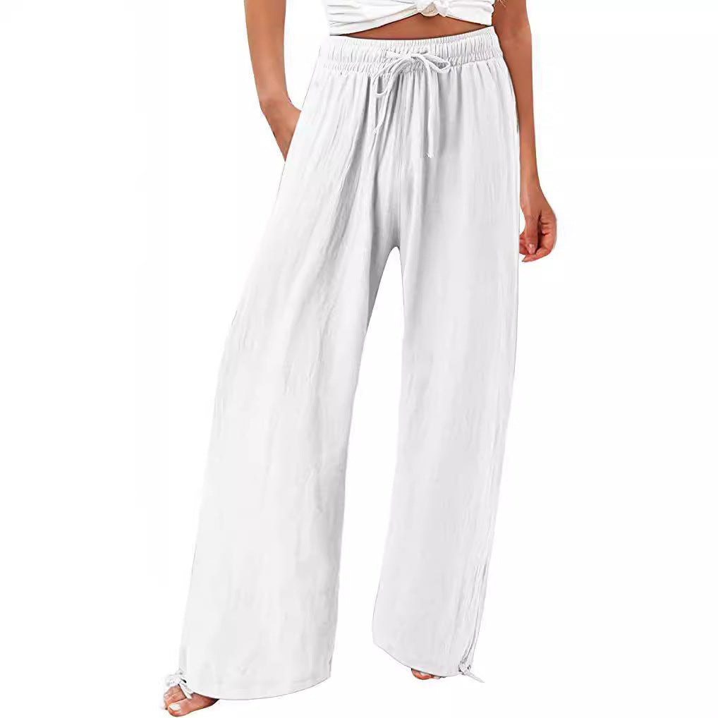 Damen Weite Sommerhose aus leichtem Material mit verstellbarem Bund Drune