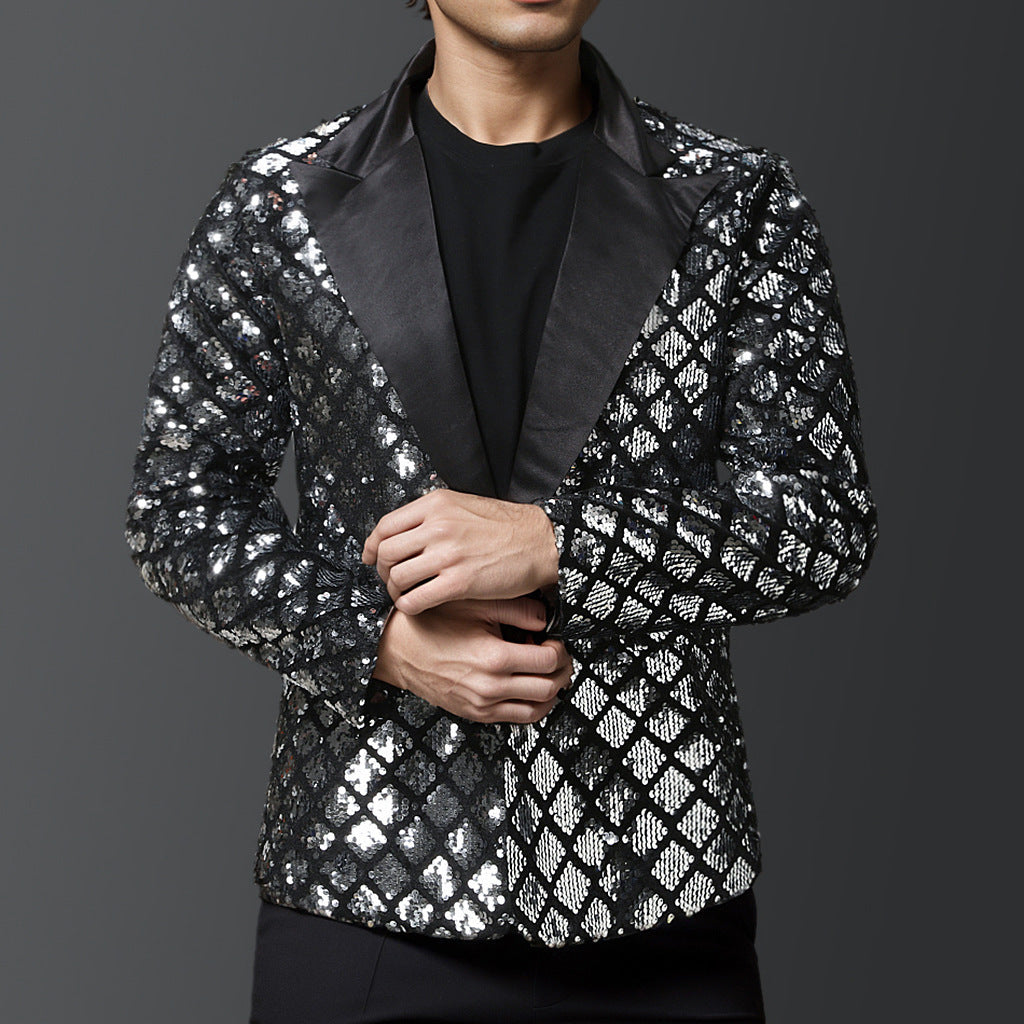 Herren eleganter Pailletten-Blazer mit luxuriösem Design Drune