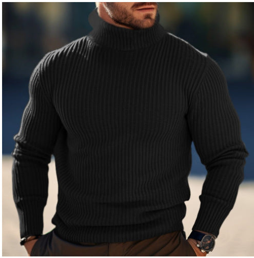 Herren nan gerippter Rollkragenpullover schmal geschnitten aus Feinstrick mit Stretch und thermoregulierender Wollmischung Drune