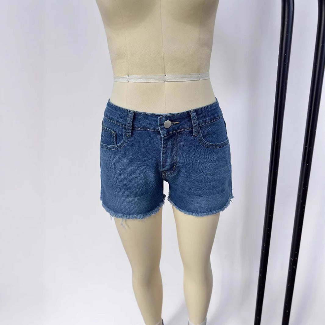 Damen Frayed Denim-Shorts im Vintage-Stil mit moderner Passform Drune