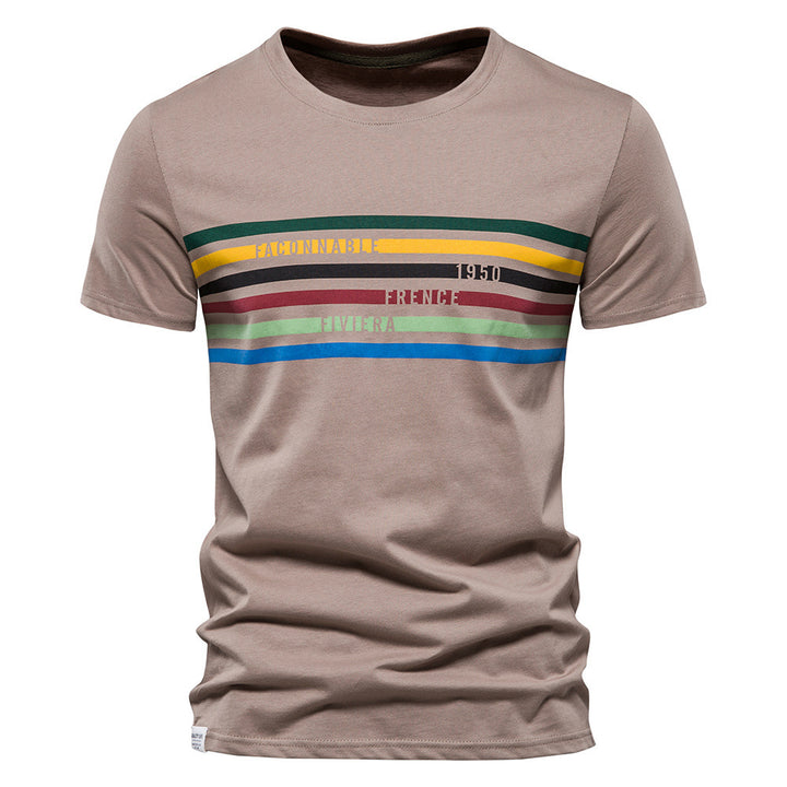 Herren T-Shirt mit modernem Streifendruck und weichem Stoffmaterial Drune