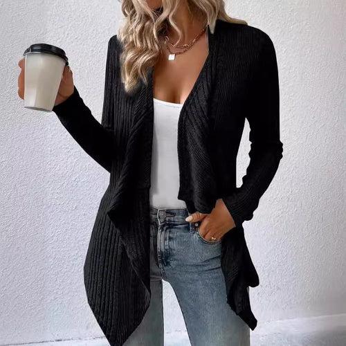 Damen gemütliche Strickjacke mit lässigem Schnitt und asymmetrischem Saum Drune