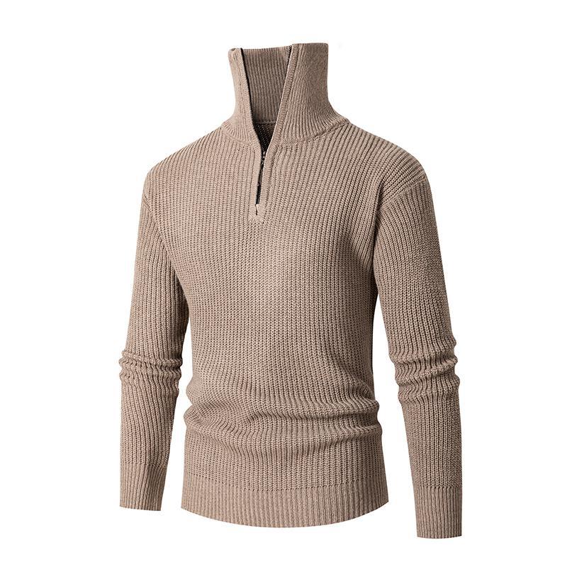 Herren nan strukturierter Halbzip-Pullover mit hohem Kragen, robuster Rippstruktur und elastischen Bündchen Drune