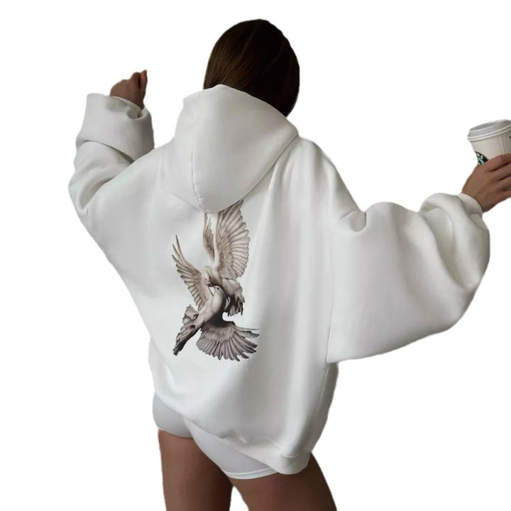 Damen Kapuzenpullover mit kreativem Vogelmotiv und lässigem Schnitt Drune