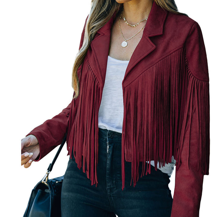 Damen Fransenjacke aus hochwertigem Suede-Mix Drune