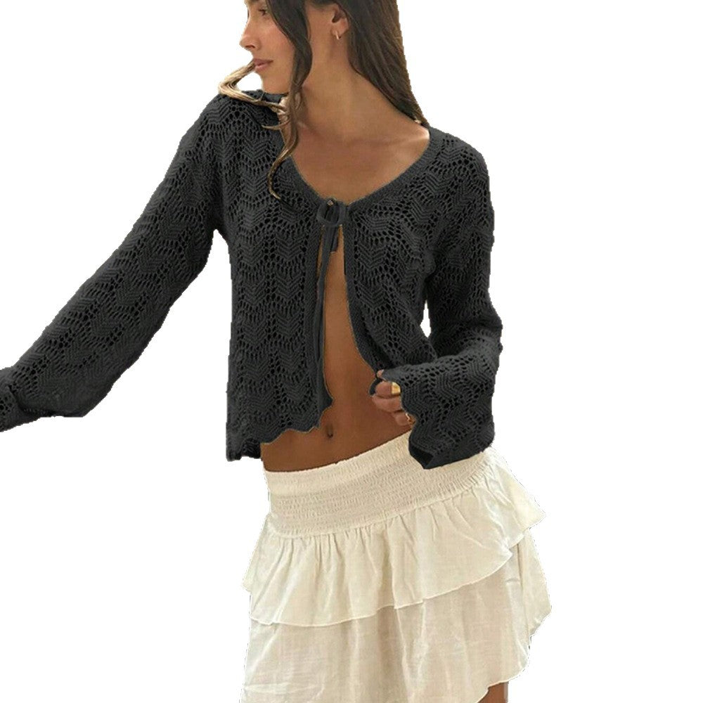 Damen Elegante Strickjacke mit offenen Details Drune