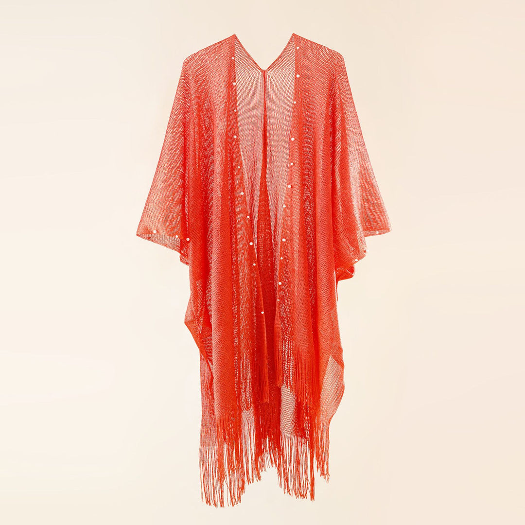 Damen transparenter Kaftan mit fransigen Kanten und elegantem Design Drune