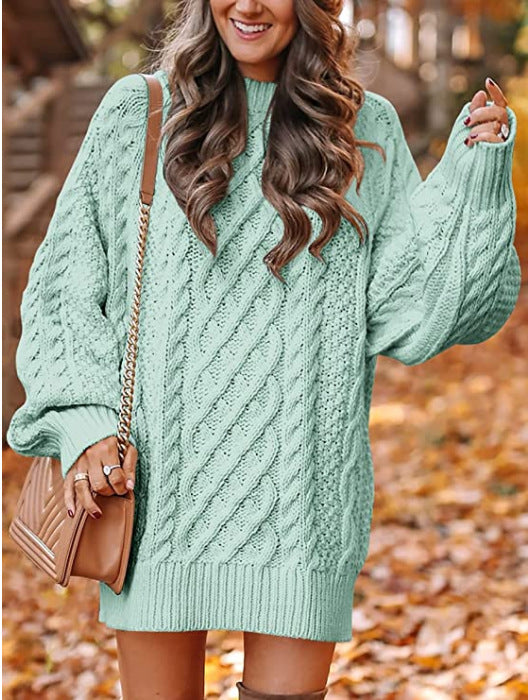 Damen Großer Strickpullover mit Zopfdesign Drune