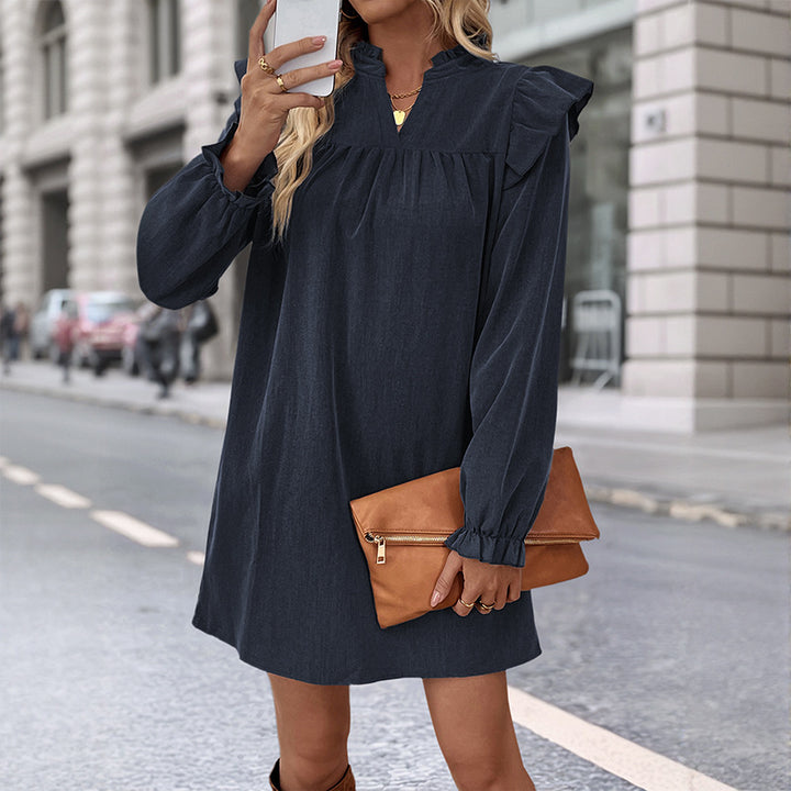 Damen Freizeitkleid mit Rüschendetails und elegantem Schnitt Drune