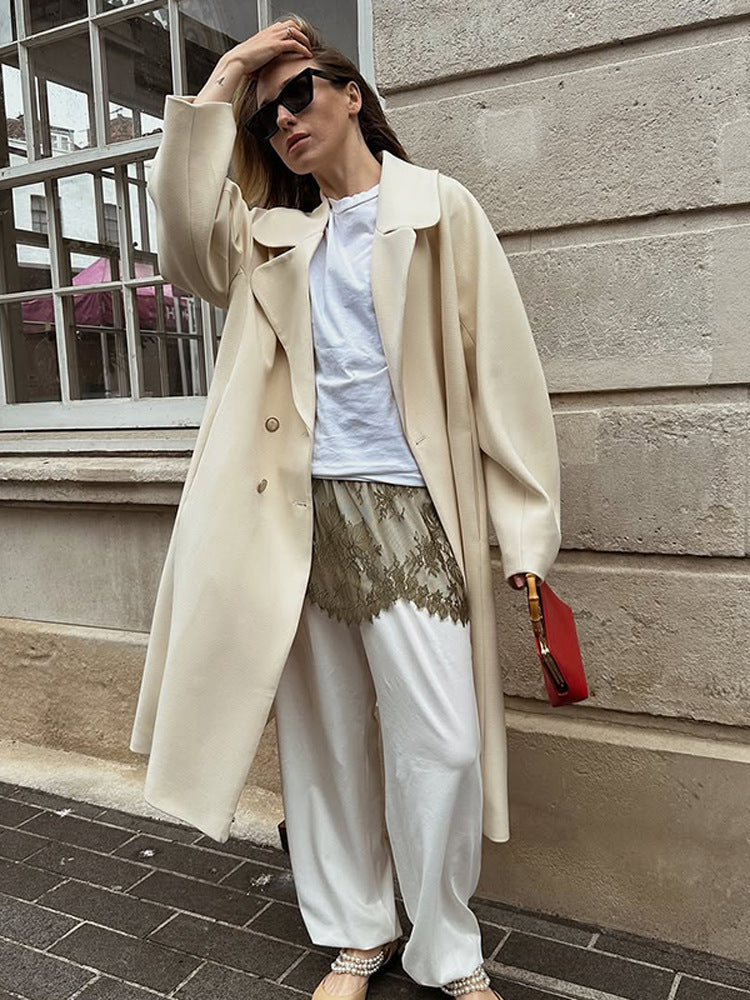 Damen Elegante Oversized Wolljacke Drune