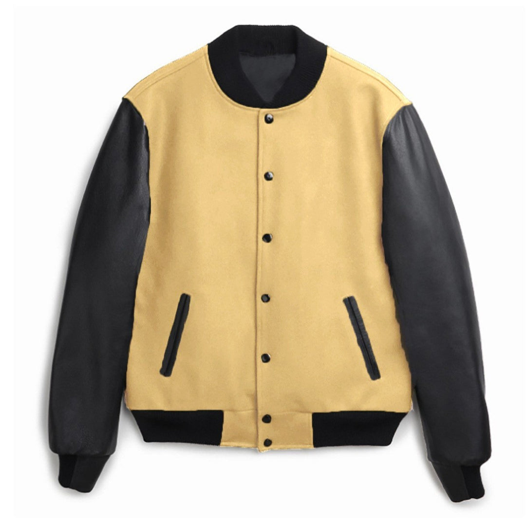 Herren sportliche Collegejacke mit Lederärmeln Drune
