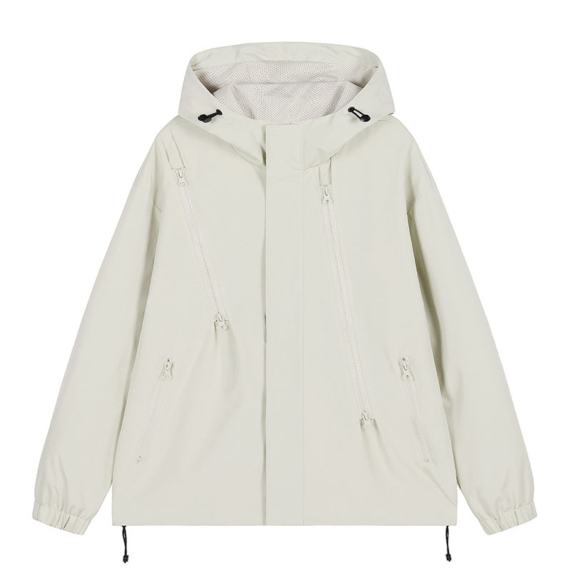 Herren nan technische Kapuzenjacke mit wasserabweisendem Softshell, schrägen Reißverschlusstaschen und verstellbarem Saum Drune