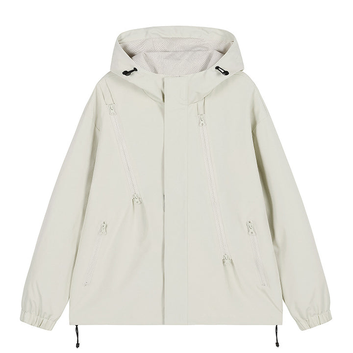 Herren nan technische Kapuzenjacke mit wasserabweisendem Softshell, schrägen Reißverschlusstaschen und verstellbarem Saum Drune