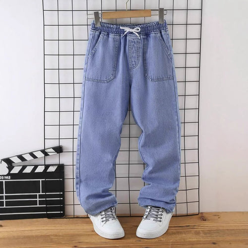 Herren lässige Denim-Hose mit verstellbarem Bund und tiefen Taschen Drune