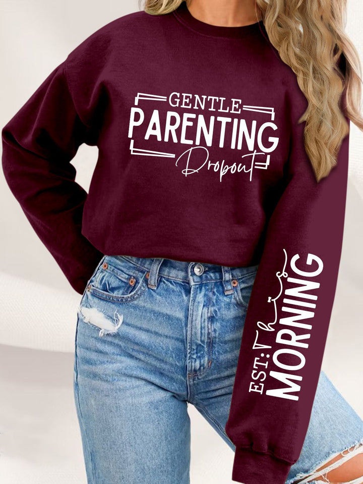 Damen Sweatshirt mit einzigartigem aufgedrucktem Elternschaftsmotiv und lässigem Schnitt Drune