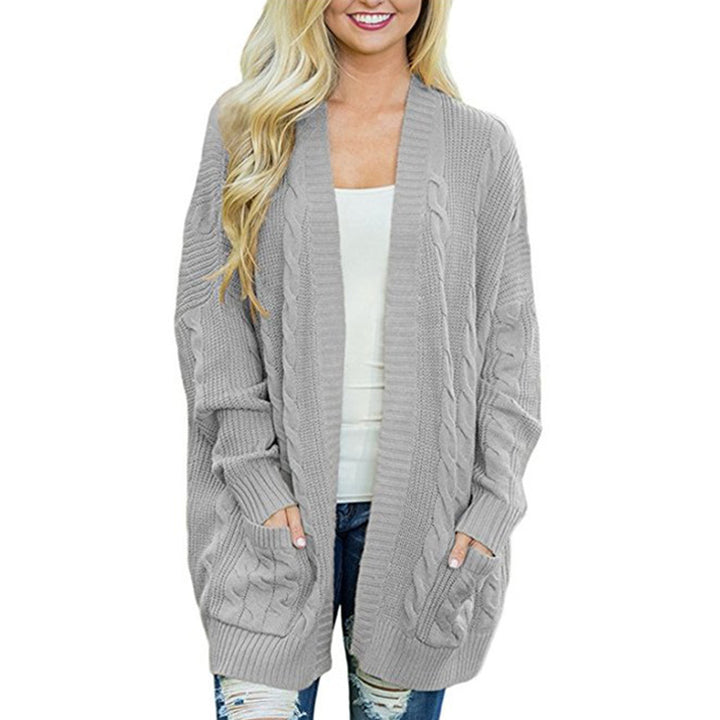 Damen Grobstrick Cardigan mit tiefen Taschen und eleganter Struktur Drune