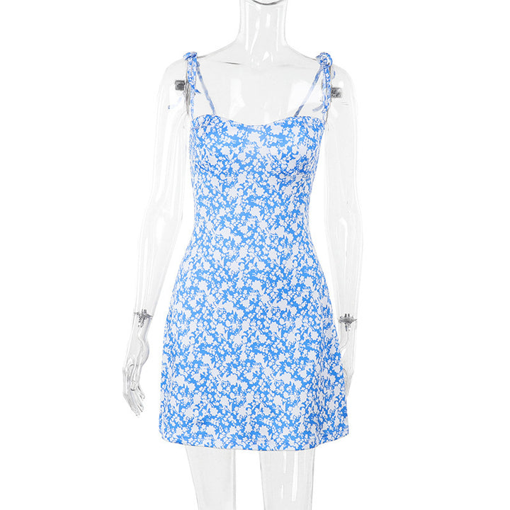 Damen Freizeitliches Minikleid mit floralem Muster und verstellbaren Spaghetti-Trägern Drune