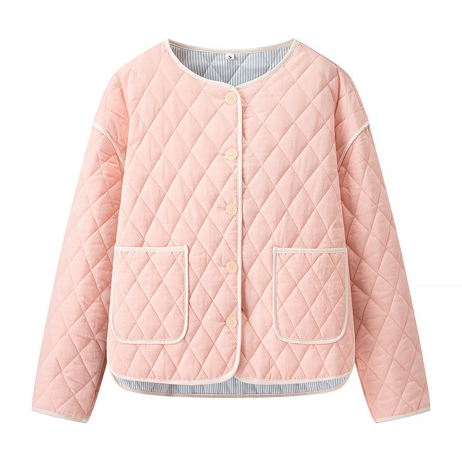 Damen gesteppte Übergangsjacke mit rundem Kragen und praktischen Taschen Drune