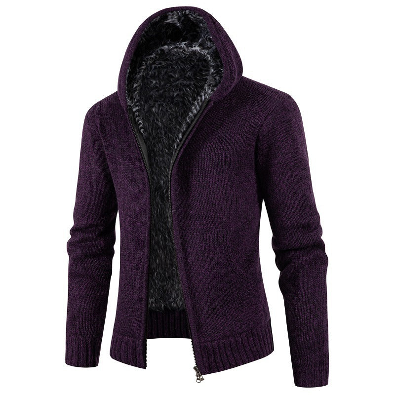 Herren kuschelige Strickjacke mit hohem Kragen und praktischen Taschen Drune