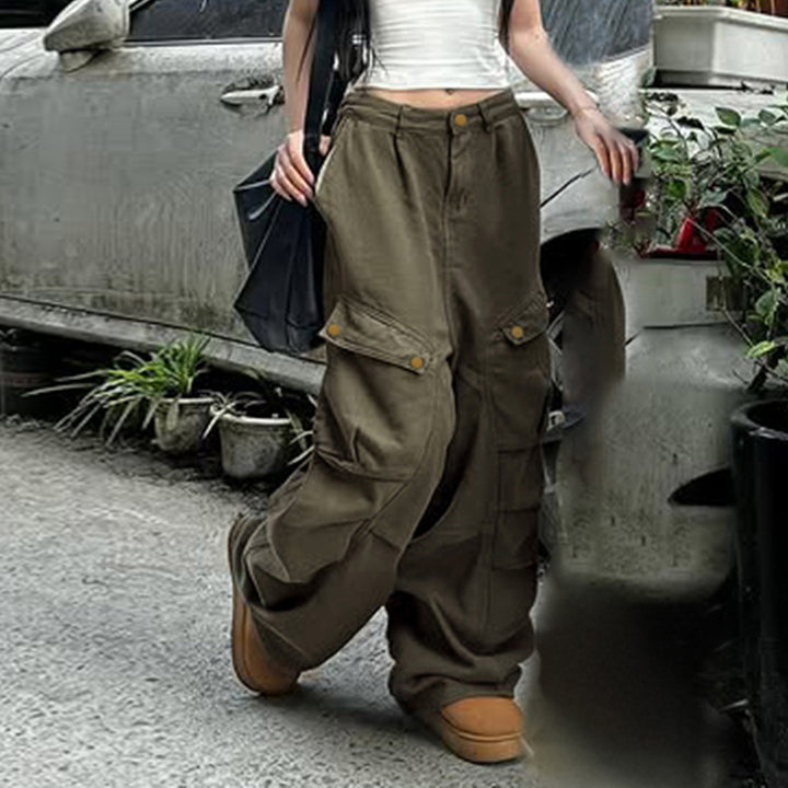 Damen Cargo-Hosen mit weitem Schnitt und mehreren Taschen Drune