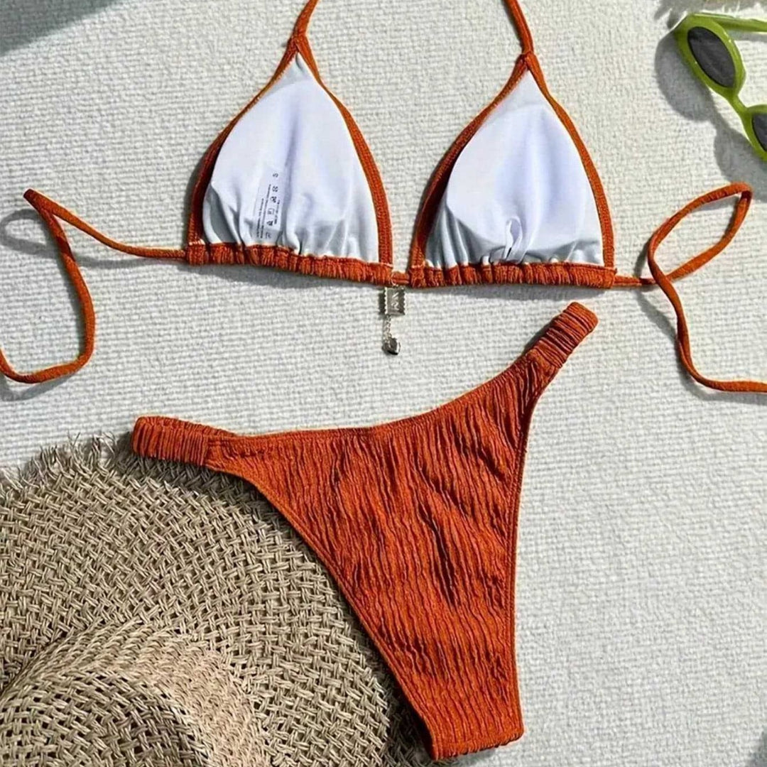 Damen Triangel-Bikini mit gewellter Textur Drune