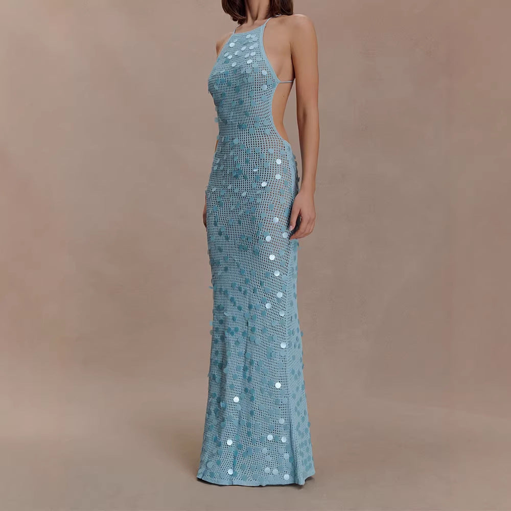 Damen Elegantes Maxikleid mit funkelnden Applikationen Drune
