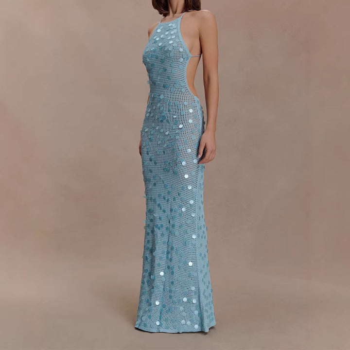 Damen Elegantes Maxikleid mit funkelnden Applikationen Drune